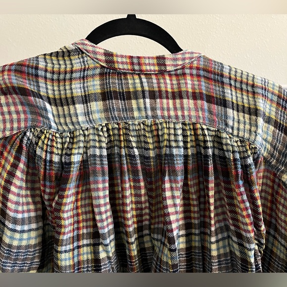 FREE PEOPLE cozy light flannel plaid button down blouse. Full and warm - Picture 2 of 6